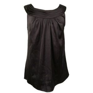 LOFT Fluted Scoop Neck Pullover Blouse Sz M Sleeveless Stretch Top Plum